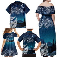 New Zealand Matariki Family Matching Off Shoulder Maxi Dress and Hawaiian Shirt Starry Night Style LT7 - Polynesian Pride