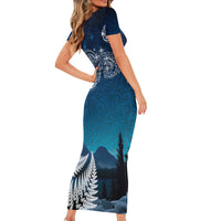 New Zealand Matariki Family Matching Short Sleeve Bodycon Dress and Hawaiian Shirt Starry Night Style LT7 - Polynesian Pride