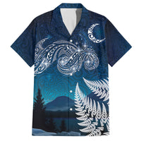New Zealand Matariki Family Matching Summer Maxi Dress and Hawaiian Shirt Starry Night Style LT7 Dad's Shirt - Short Sleeve Navy - Polynesian Pride