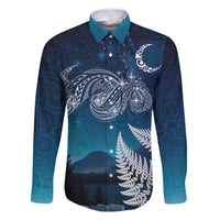 New Zealand Matariki Family Matching Tank Maxi Dress and Hawaiian Shirt Starry Night Style LT7 Dad's Shirt - Long Sleeve Navy - Polynesian Pride