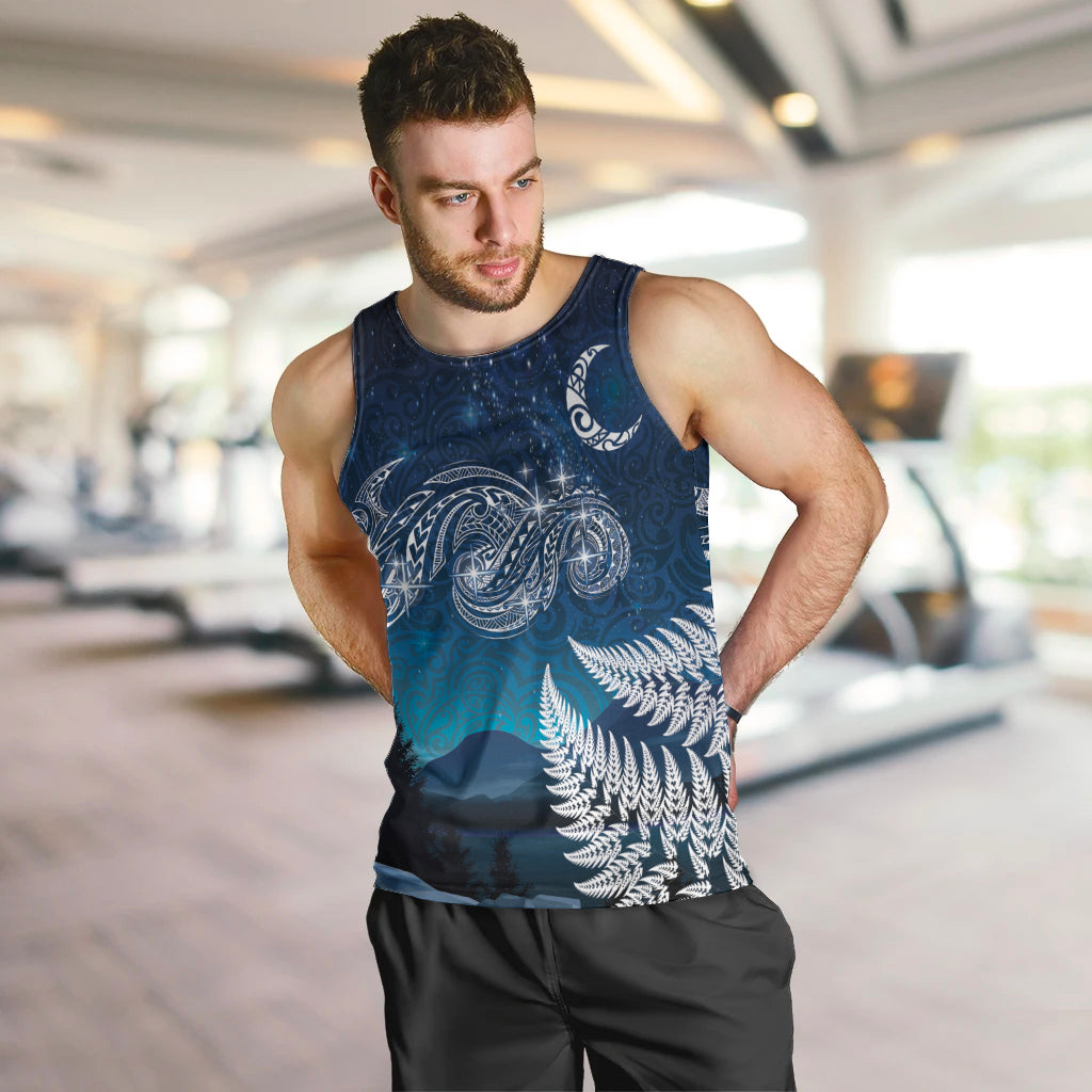 New Zealand Matariki Men Tank Top Starry Night Style LT7 Navy - Polynesian Pride