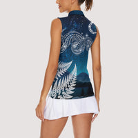 New Zealand Matariki Women Sleeveless Polo Shirt Starry Night Style LT7 - Polynesian Pride