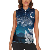 New Zealand Matariki Women Sleeveless Polo Shirt Starry Night Style LT7 - Polynesian Pride