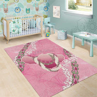 Hawaii Maui Island Flowers Lei Area Rug Lokelani Rose Pink