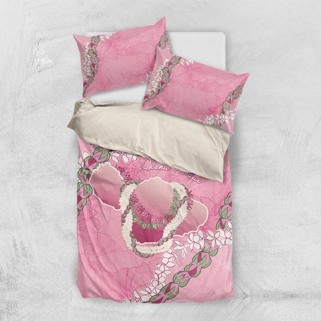 Hawaii Maui Island Flowers Lei Bedding Set Lokelani Rose Pink