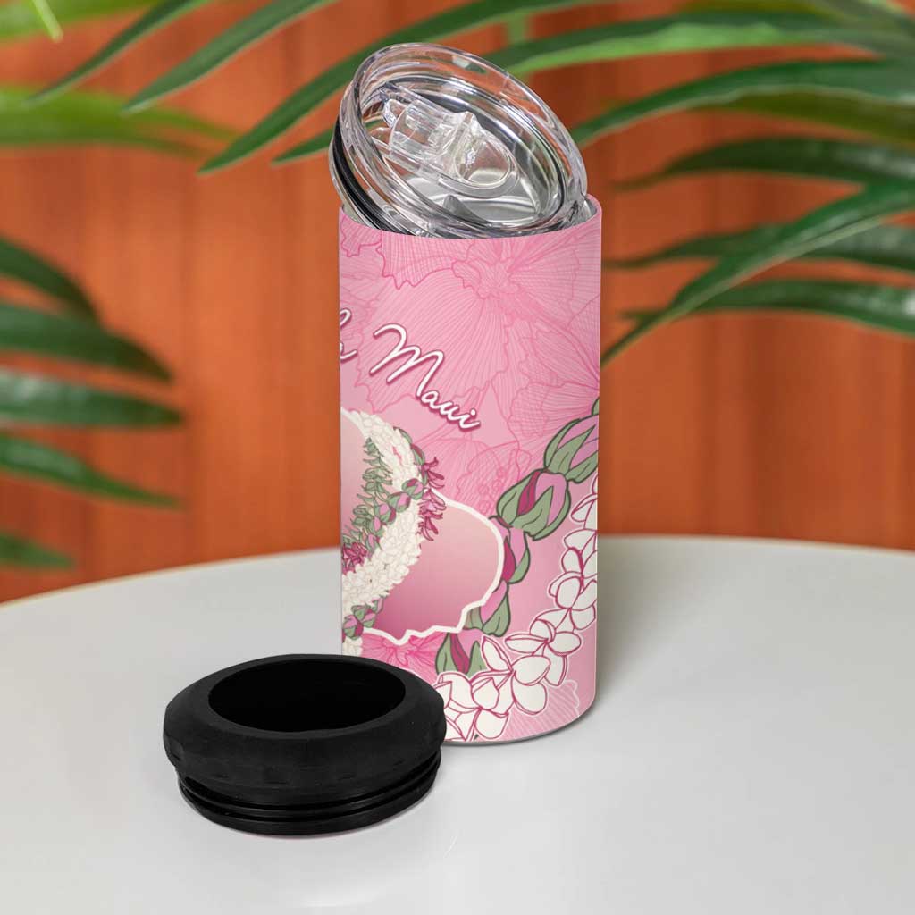 Hawaii Maui Island Flowers Lei 4 in 1 Can Cooler Tumbler Lokelani Rose Pink LT7 - Polynesian Pride
