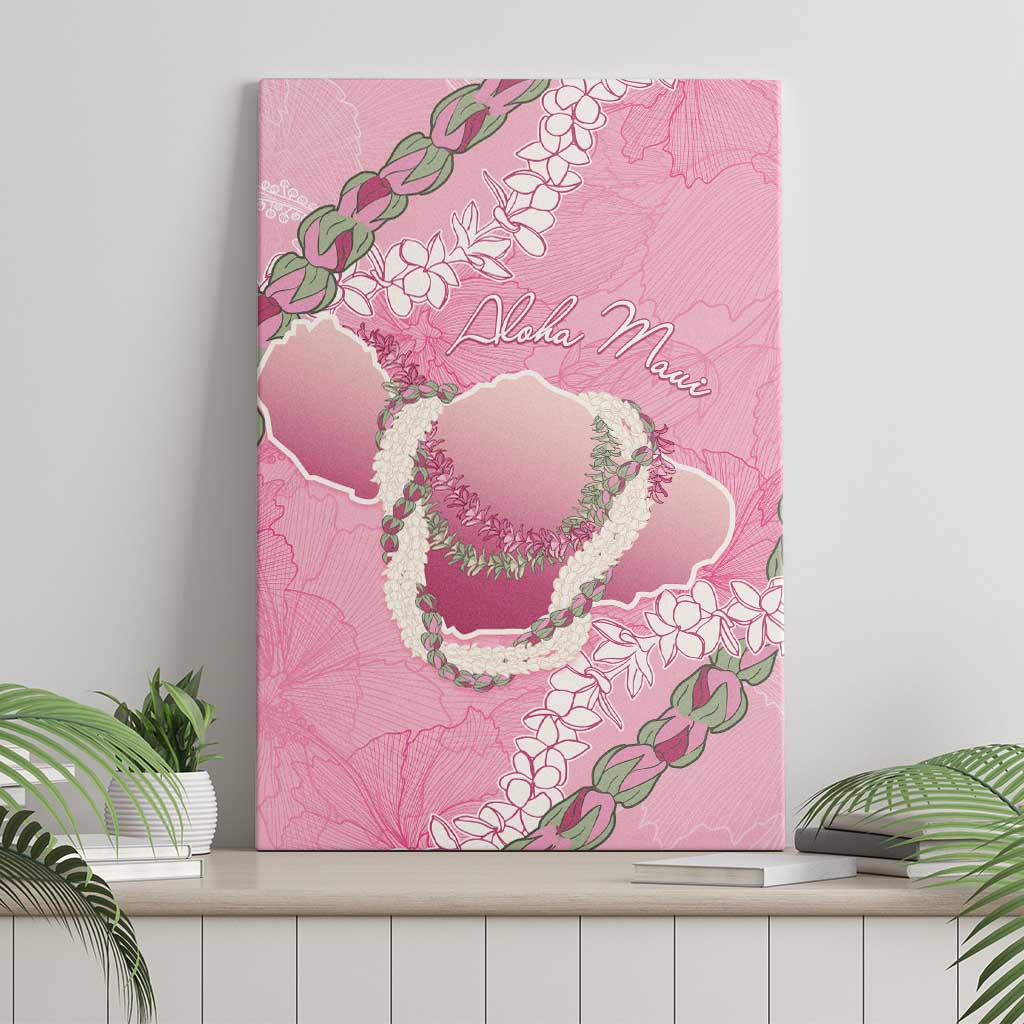 Hawaii Maui Island Flowers Lei Canvas Wall Art Lokelani Rose Pink