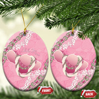 Hawaii Maui Island Flowers Lei Ceramic Ornament Lokelani Rose Pink LT7 Oval Pink - Polynesian Pride