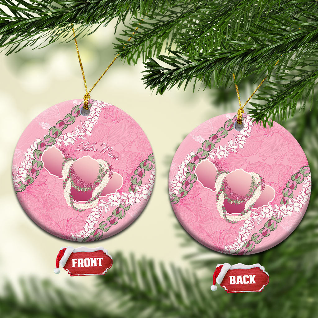Hawaii Maui Island Flowers Lei Ceramic Ornament Lokelani Rose Pink LT7 Circle Pink - Polynesian Pride