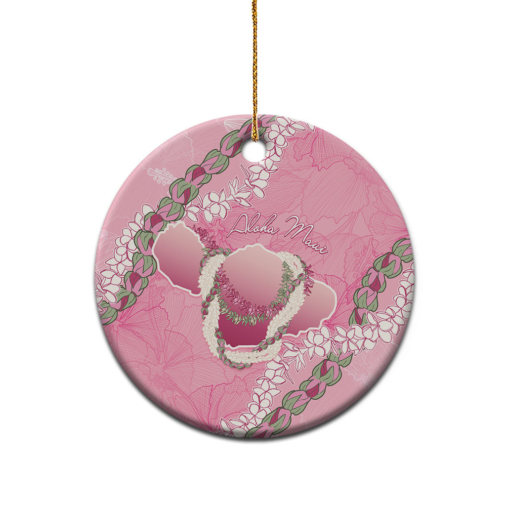 Hawaii Maui Island Flowers Lei Ceramic Ornament Lokelani Rose Pink LT7 - Polynesian Pride