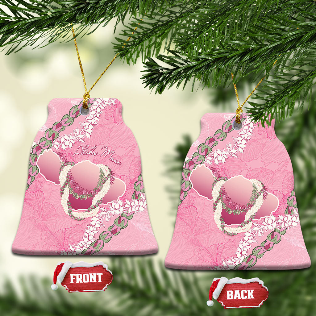 Hawaii Maui Island Flowers Lei Ceramic Ornament Lokelani Rose Pink LT7 Bell Flake Pink - Polynesian Pride