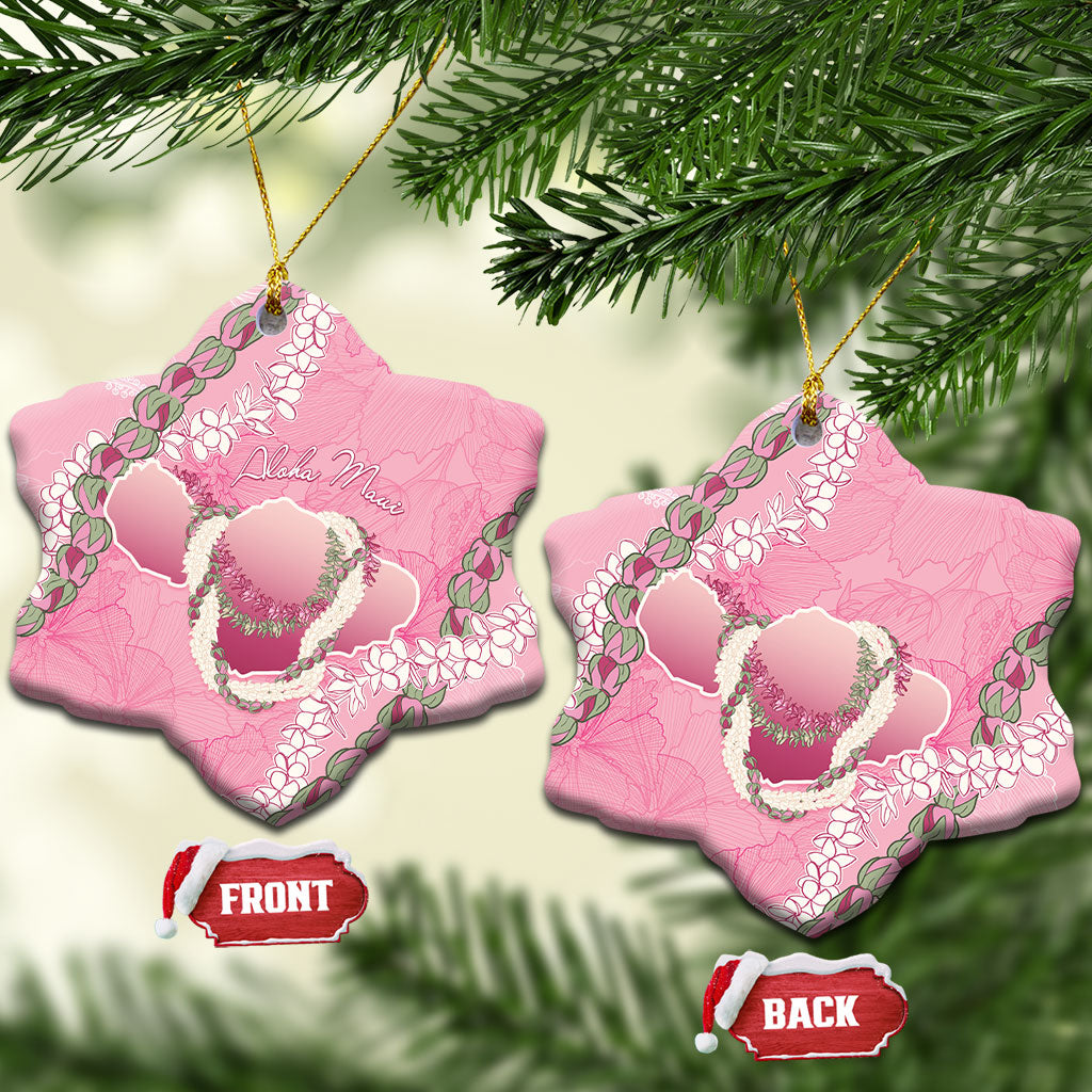 Hawaii Maui Island Flowers Lei Ceramic Ornament Lokelani Rose Pink LT7 Snow Flake Pink - Polynesian Pride