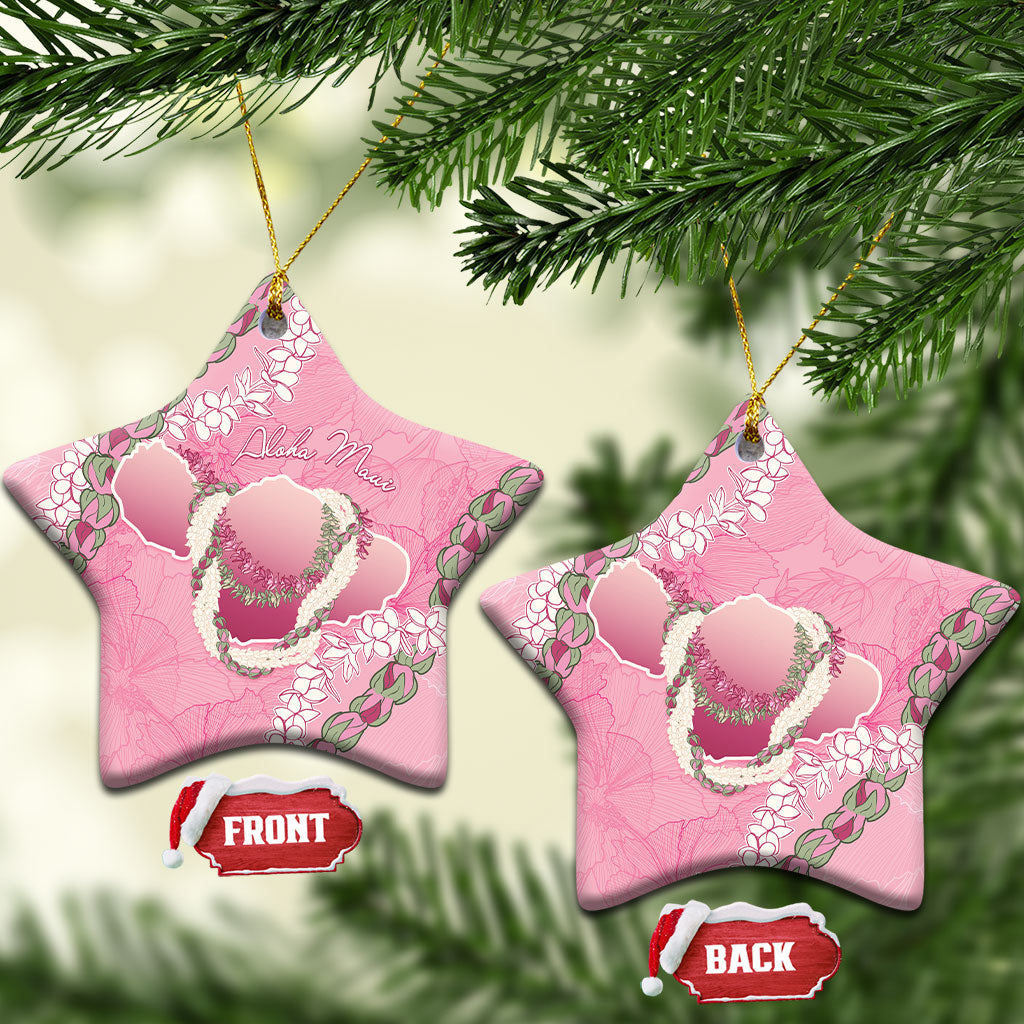 Hawaii Maui Island Flowers Lei Ceramic Ornament Lokelani Rose Pink LT7 Star Pink - Polynesian Pride