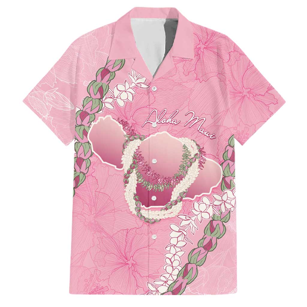 Hawaii Maui Island Flowers Lei Family Matching Mermaid Dress and Hawaiian Shirt Lokelani Rose Pink LT7 Dad's Shirt - Short Sleeve Pink - Polynesian Pride