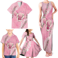 Hawaii Maui Island Flowers Lei Family Matching Tank Maxi Dress and Hawaiian Shirt Lokelani Rose Pink LT7 - Polynesian Pride