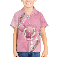 Hawaii Maui Island Flowers Lei Hawaiian Shirt Lokelani Rose Pink