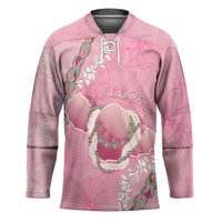 Hawaii Maui Island Flowers Lei Hockey Jersey Lokelani Rose Pink