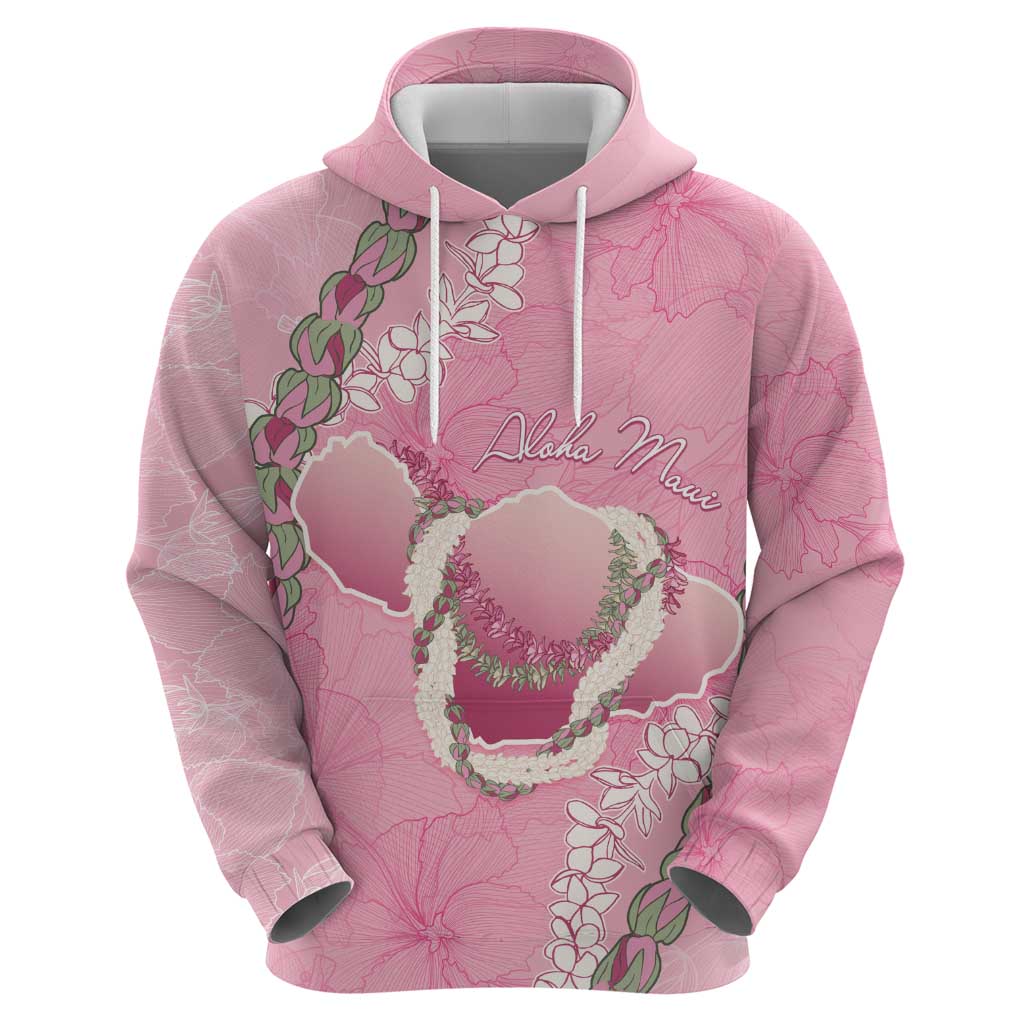 Hawaii Maui Island Flowers Lei Hoodie Lokelani Rose Pink