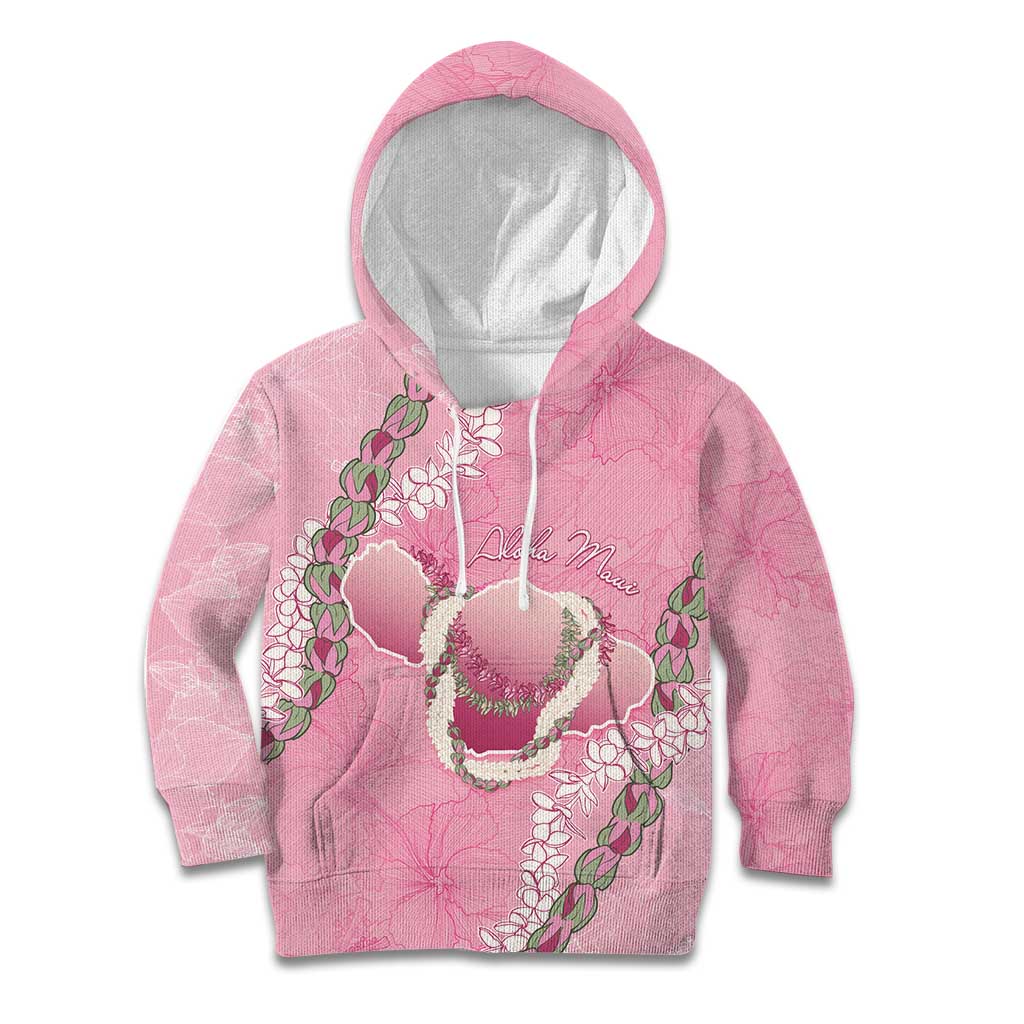 Hawaii Maui Island Flowers Lei Kid Hoodie Lokelani Rose Pink LT7 Hoodie Pink - Polynesian Pride