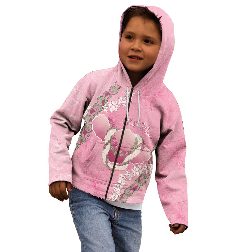 Hawaii Maui Island Flowers Lei Kid Hoodie Lokelani Rose Pink LT7 - Polynesian Pride