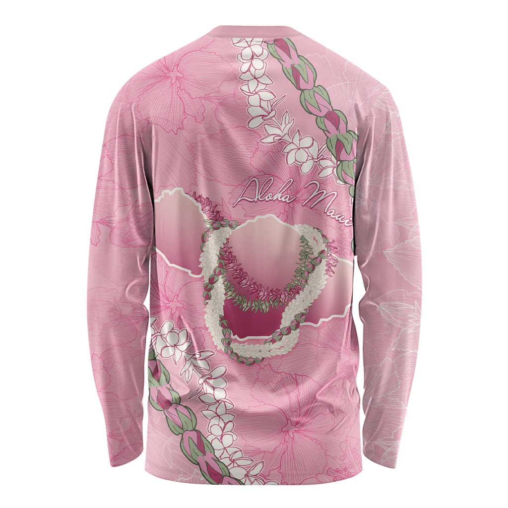 Hawaii Maui Island Flowers Lei Long Sleeve Shirt Lokelani Rose Pink