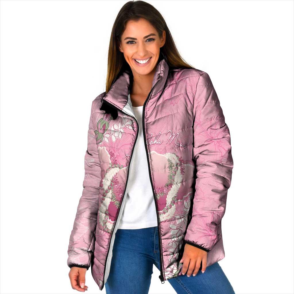 Hawaii Maui Island Flowers Lei Padded Jacket Lokelani Rose Pink