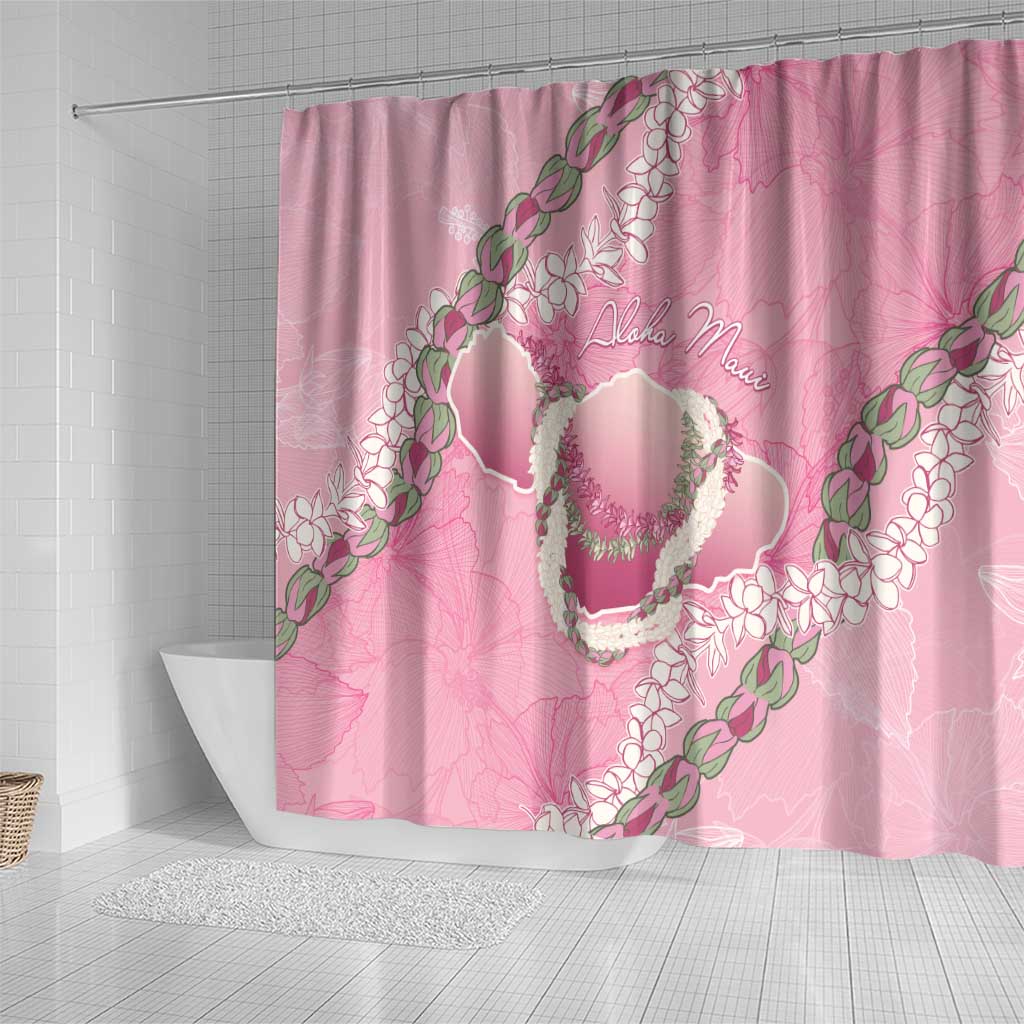 Hawaii Maui Island Flowers Lei Shower Curtain Lokelani Rose Pink