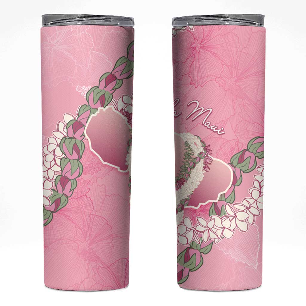 Hawaii Maui Island Flowers Lei Skinny Tumbler Lokelani Rose Pink LT7 Pink - Polynesian Pride