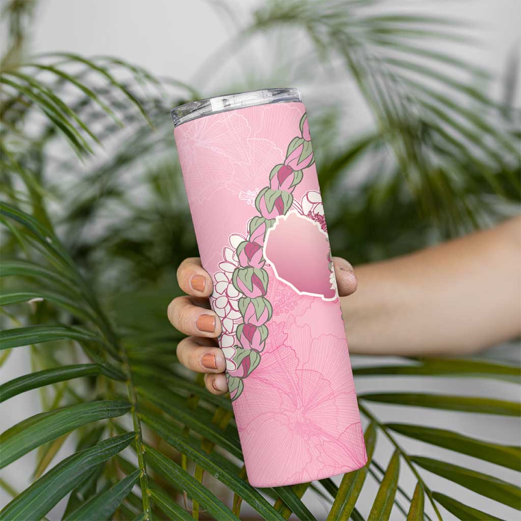 Hawaii Maui Island Flowers Lei Skinny Tumbler Lokelani Rose Pink LT7 - Polynesian Pride