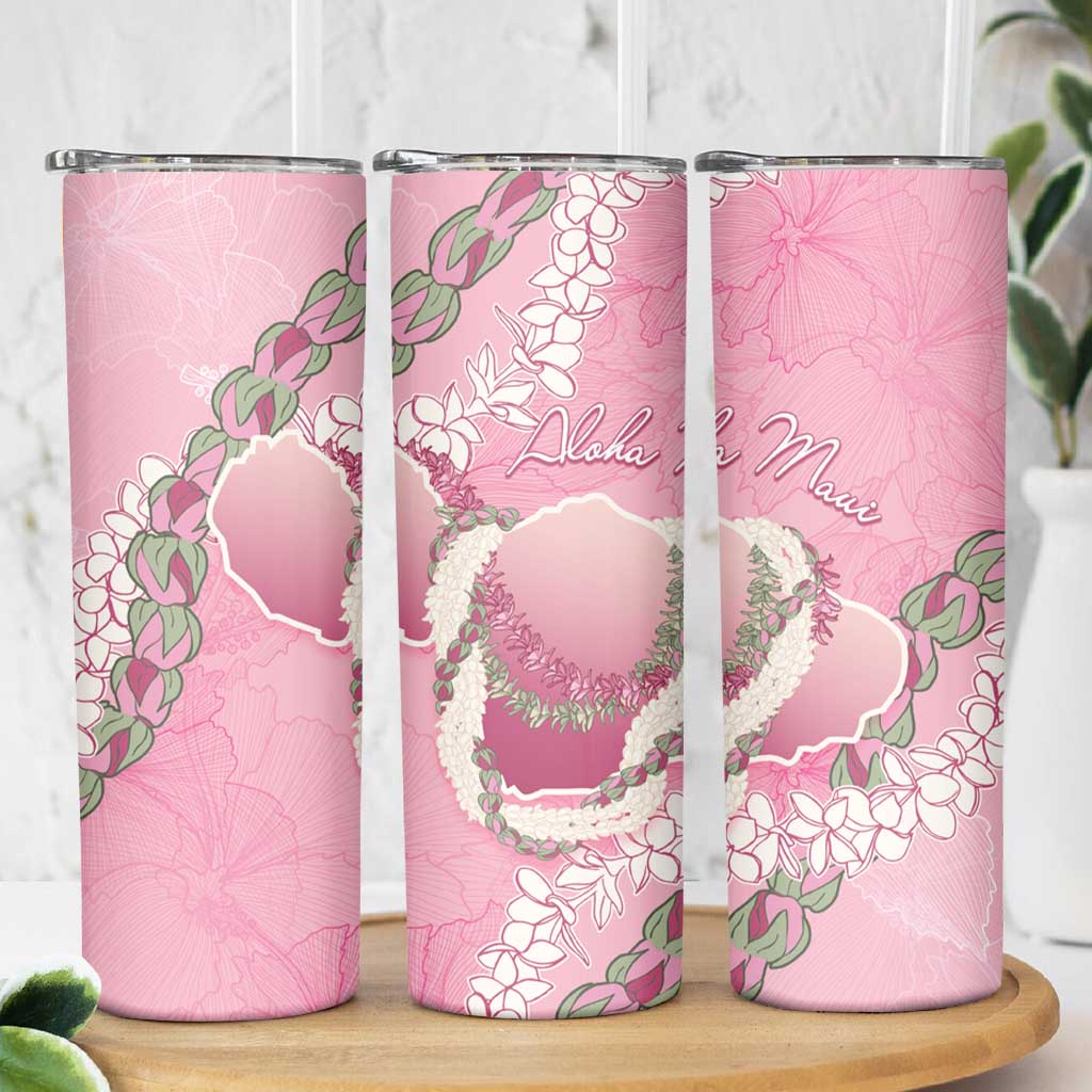 Hawaii Maui Island Flowers Lei Skinny Tumbler Lokelani Rose Pink LT7 - Polynesian Pride