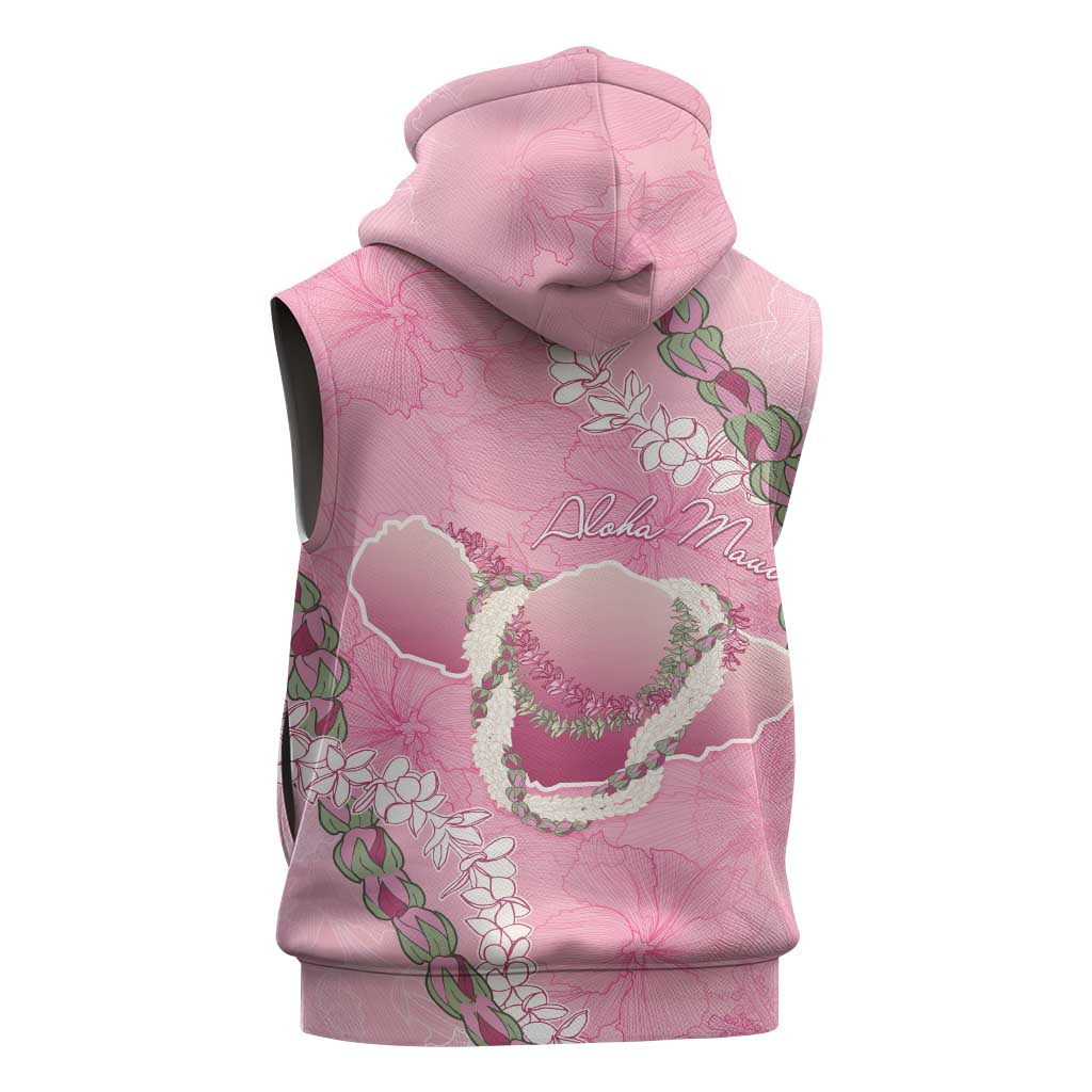 Hawaii Maui Island Flowers Lei Sleeveless Hoodie Lokelani Rose Pink LT7 - Polynesian Pride