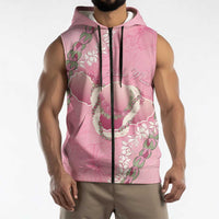 Hawaii Maui Island Flowers Lei Sleeveless Zip Hoodie Lokelani Rose Pink LT7 - Polynesian Pride