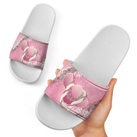 Hawaii Maui Island Flowers Lei Slide Sandals Lokelani Rose Pink