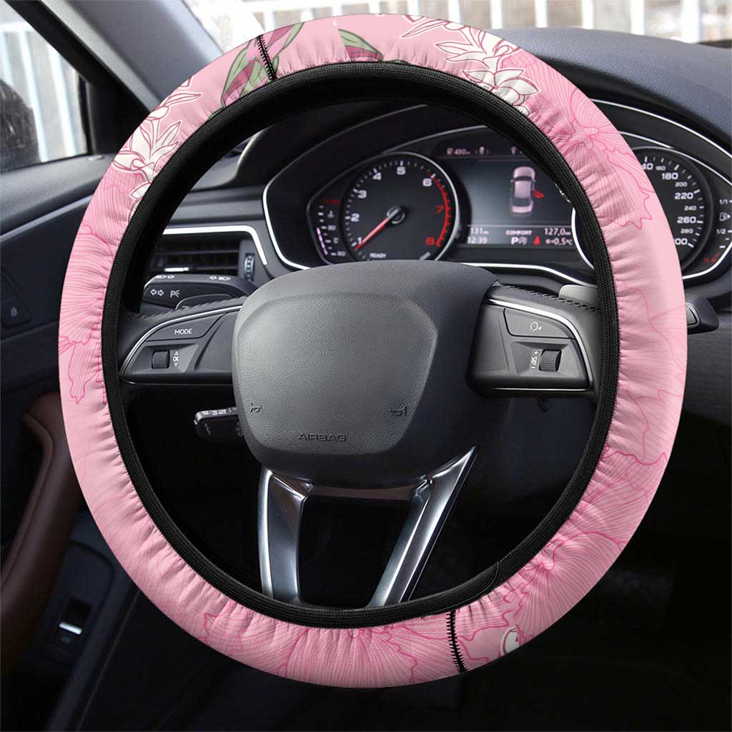 Hawaii Maui Island Flowers Lei Steering Wheel Cover Lokelani Rose Pink
