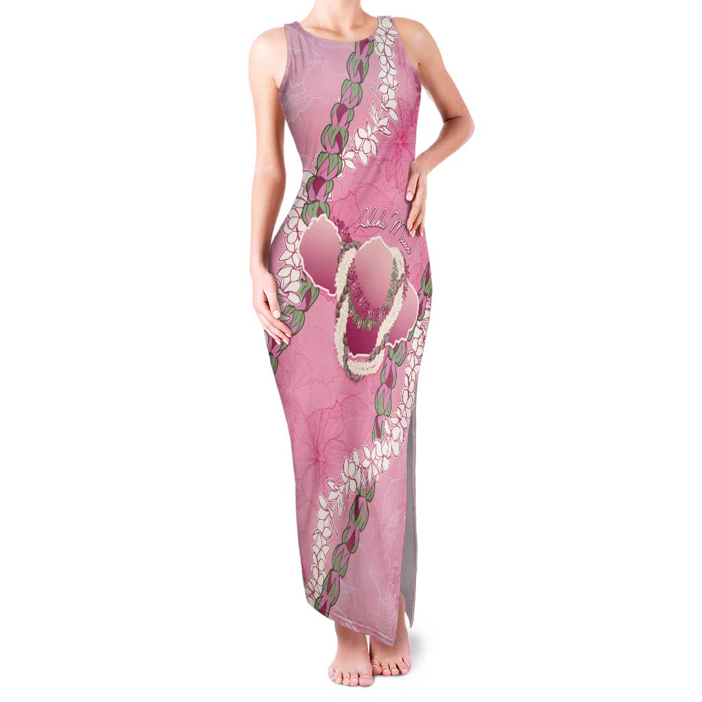 Hawaii Maui Island Flowers Lei Tank Maxi Dress Lokelani Rose Pink LT7 Women Pink - Polynesian Pride
