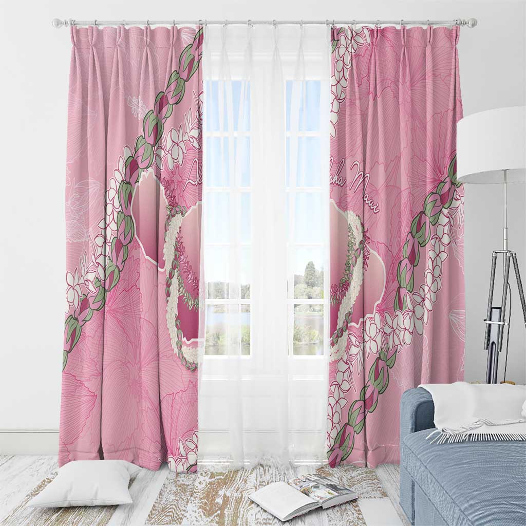 Hawaii Maui Island Flowers Lei Window Curtain Lokelani Rose Pink
