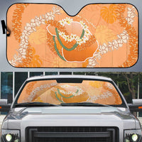 Hawaii Lanai Island Flowers Lei Auto Sun Shade Orange Kaunaoa Mix Maile LT7 Orange - Polynesian Pride