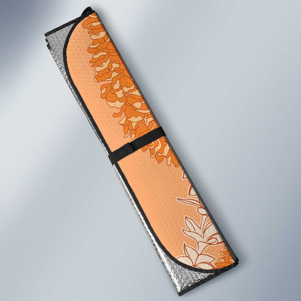Hawaii Lanai Island Flowers Lei Auto Sun Shade Orange Kaunaoa Mix Maile LT7 - Polynesian Pride