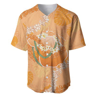 Hawaii Lanai Island Flowers Lei Baseball Jersey Orange Kaunaoa Mix Maile LT7 Orange - Polynesian Pride