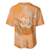 Hawaii Lanai Island Flowers Lei Baseball Jersey Orange Kaunaoa Mix Maile LT7 - Polynesian Pride