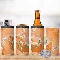 Hawaii Lanai Island Flowers Lei 4 in 1 Can Cooler Tumbler Orange Kaunaoa Mix Maile LT7 - Polynesian Pride