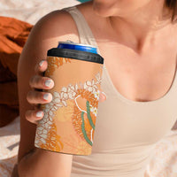 Hawaii Lanai Island Flowers Lei 4 in 1 Can Cooler Tumbler Orange Kaunaoa Mix Maile LT7 - Polynesian Pride