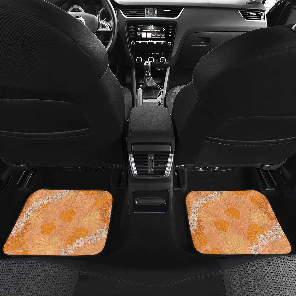 Hawaii Lanai Island Flowers Lei Car Mats Orange Kaunaoa Mix Maile