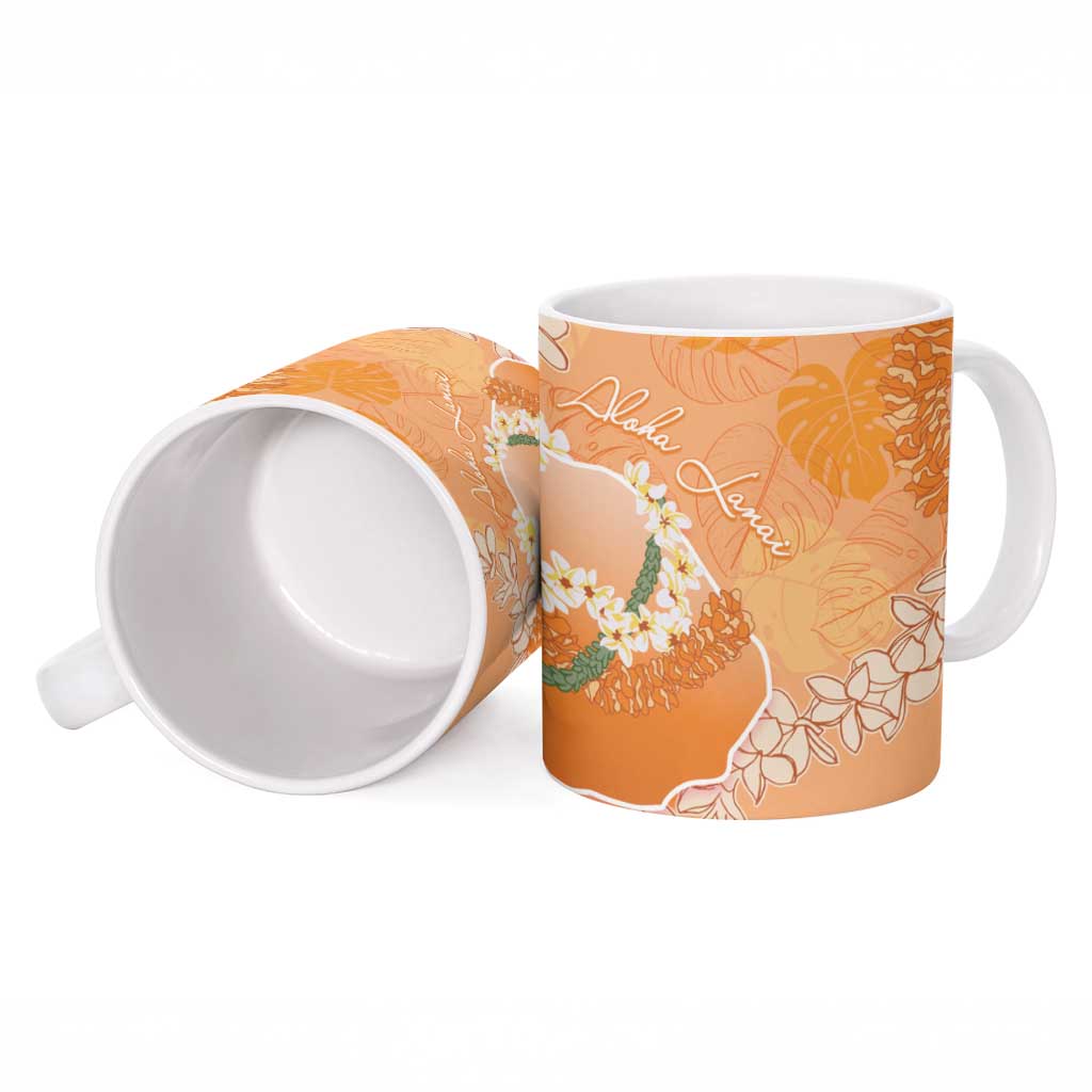 Hawaii Lanai Island Flowers Lei Ceramic Mug Orange Kaunaoa Mix Maile