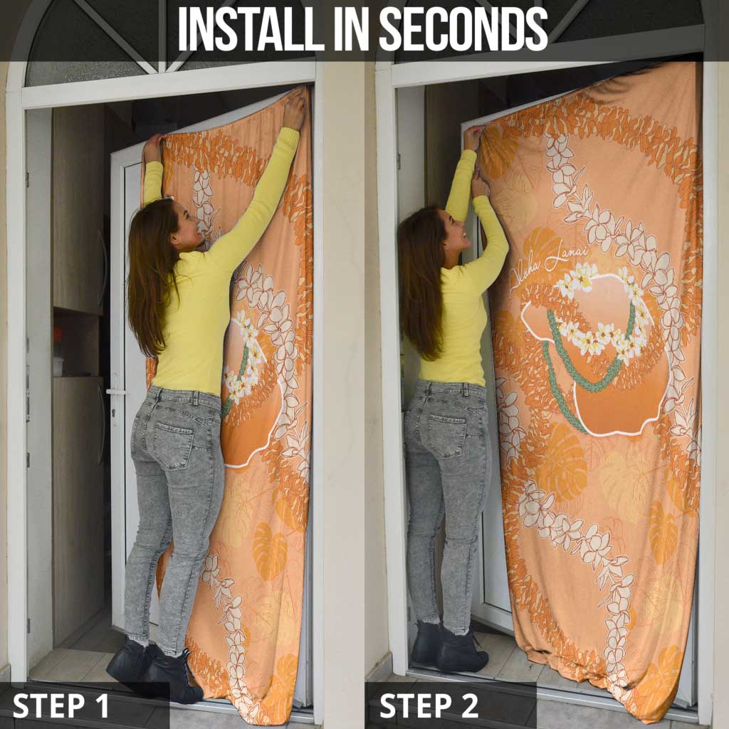 Hawaii Lanai Island Flowers Lei Door Cover Orange Kaunaoa Mix Maile