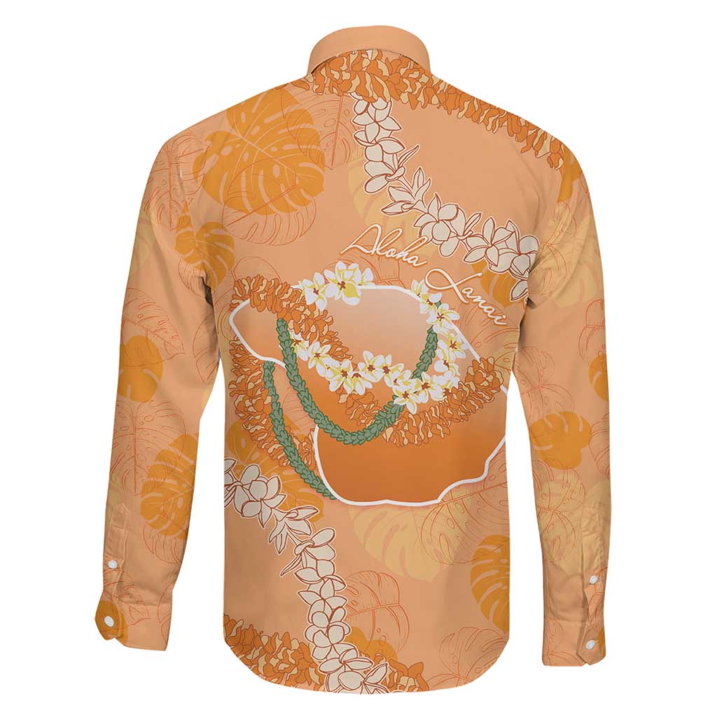 Hawaii Lanai Island Flowers Lei Family Matching Summer Maxi Dress and Hawaiian Shirt Orange Kaunaoa Mix Maile LT7 - Polynesian Pride