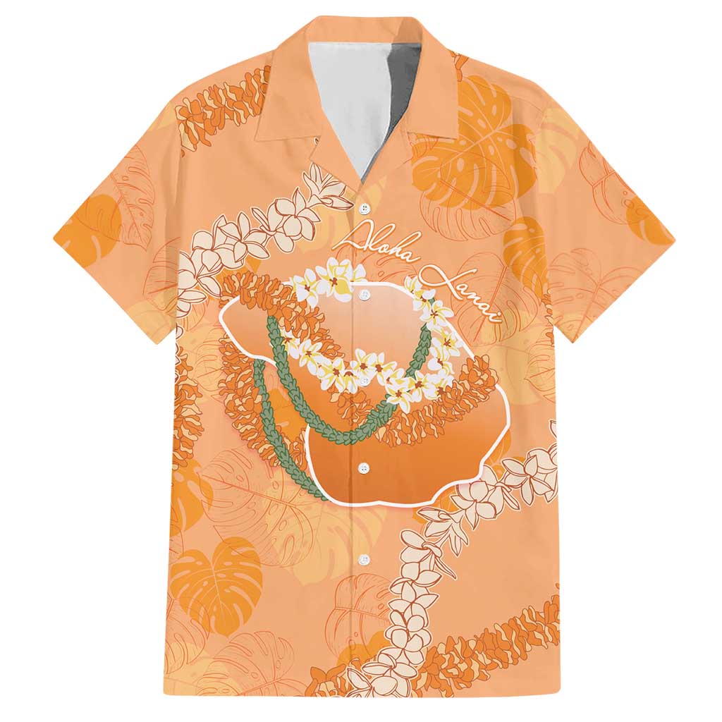 Hawaii Lanai Island Flowers Lei Hawaiian Shirt Orange Kaunaoa Mix Maile