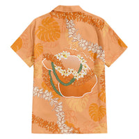 Hawaii Lanai Island Flowers Lei Hawaiian Shirt Orange Kaunaoa Mix Maile