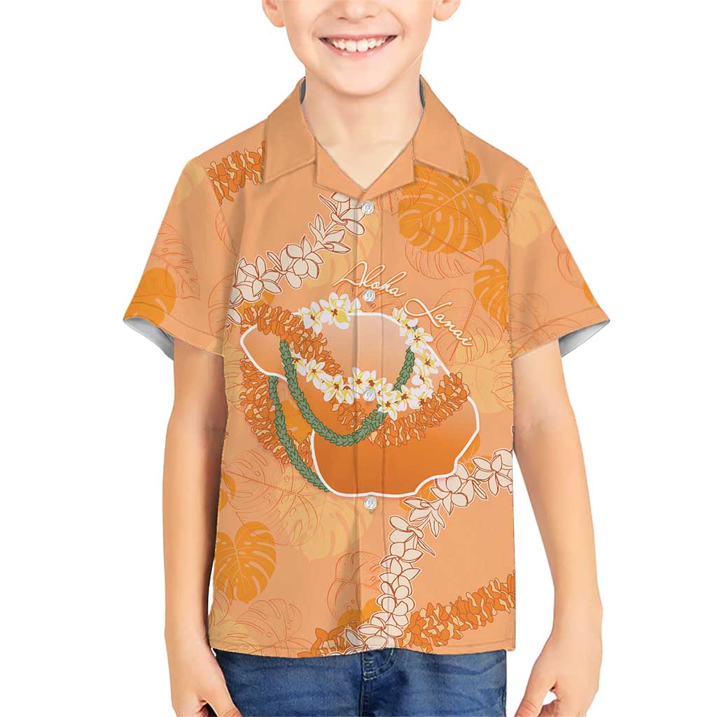 Hawaii Lanai Island Flowers Lei Hawaiian Shirt Orange Kaunaoa Mix Maile