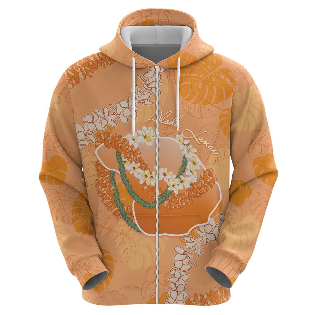 Hawaii Lanai Island Flowers Lei Hoodie Orange Kaunaoa Mix Maile